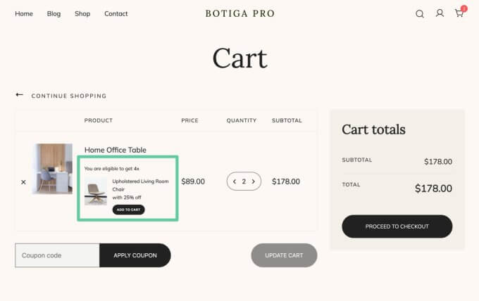 Deal on cart page example