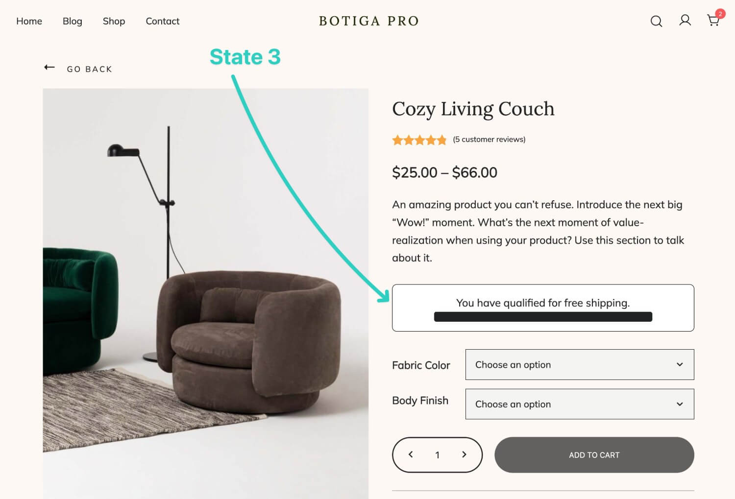 Earned free shipping state
