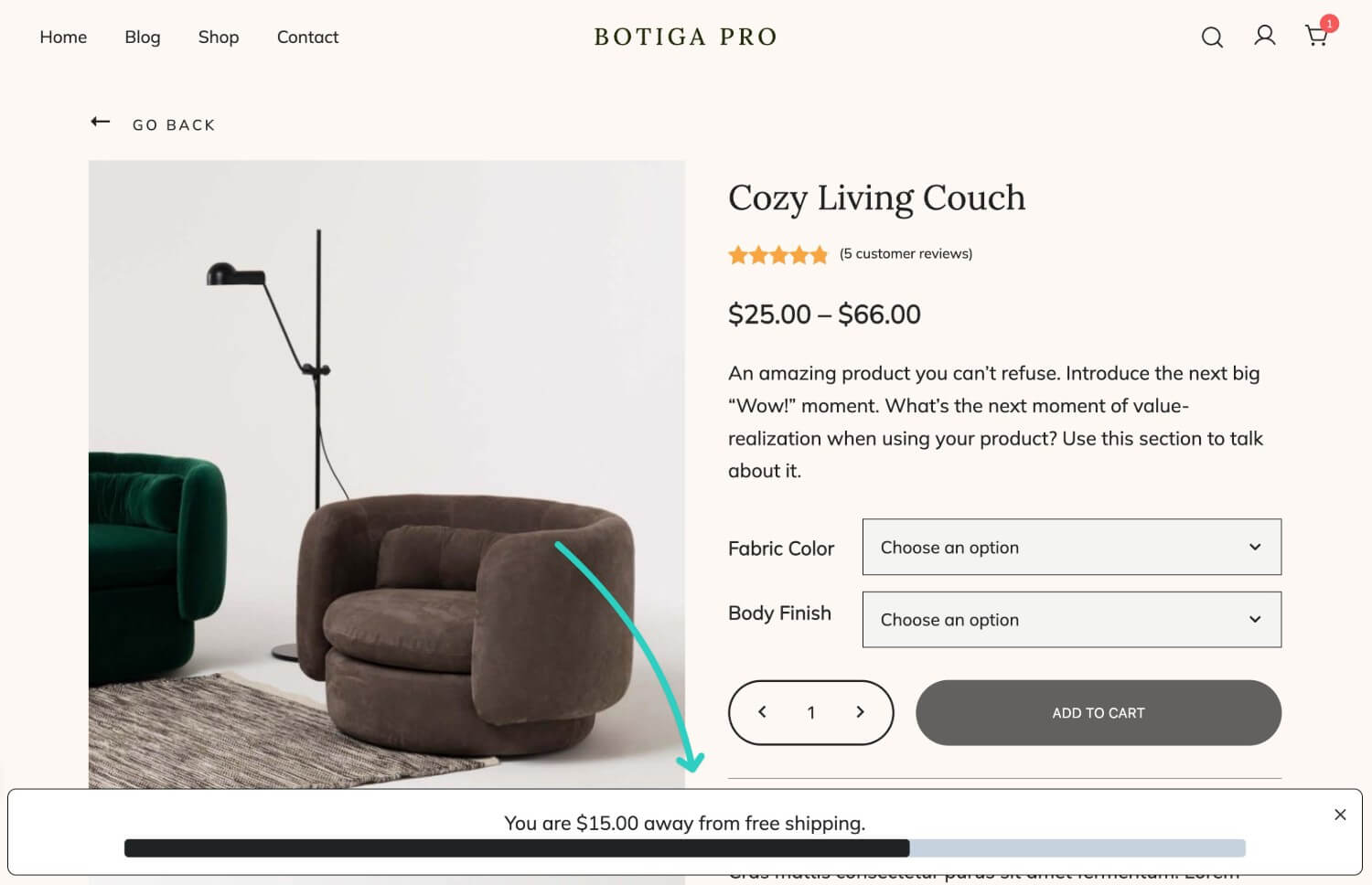 WooCommerce free shipping bar example