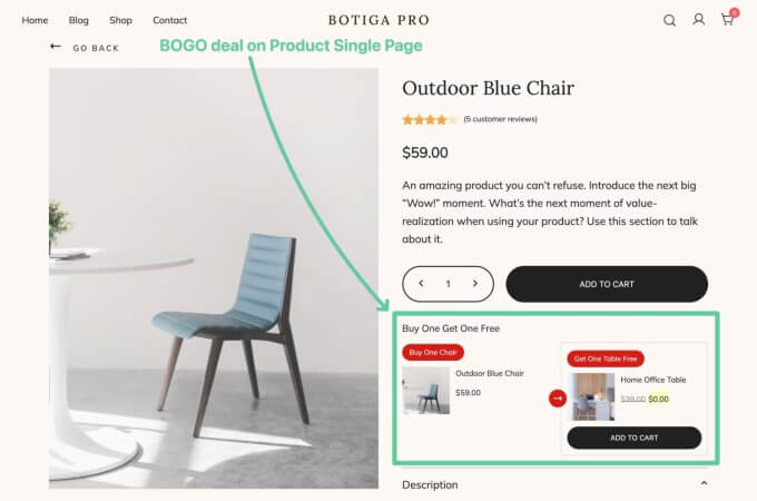BOGO deal single product page