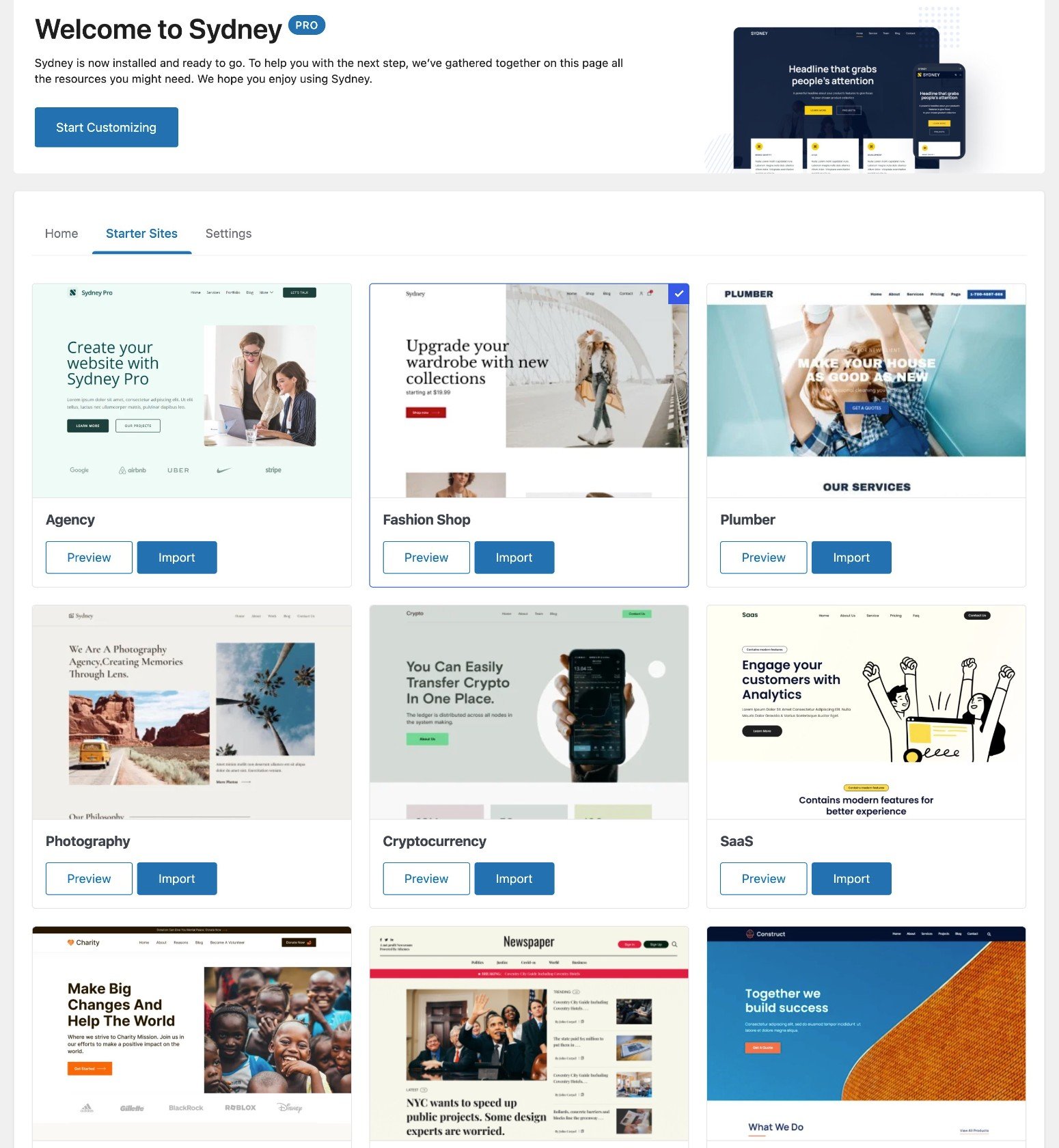 Sydney starter sites