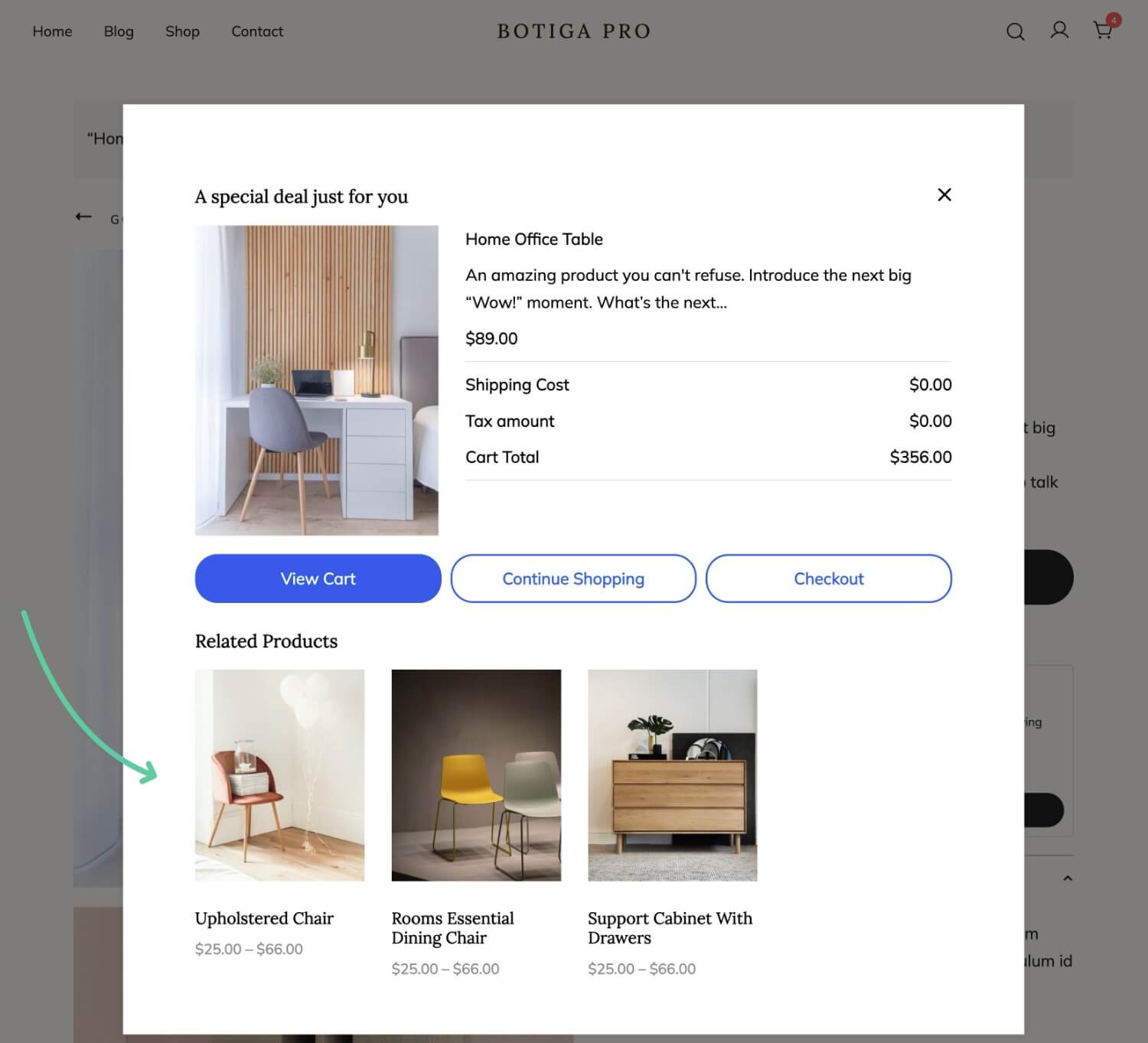 An example of a WooCommerce upsell popup