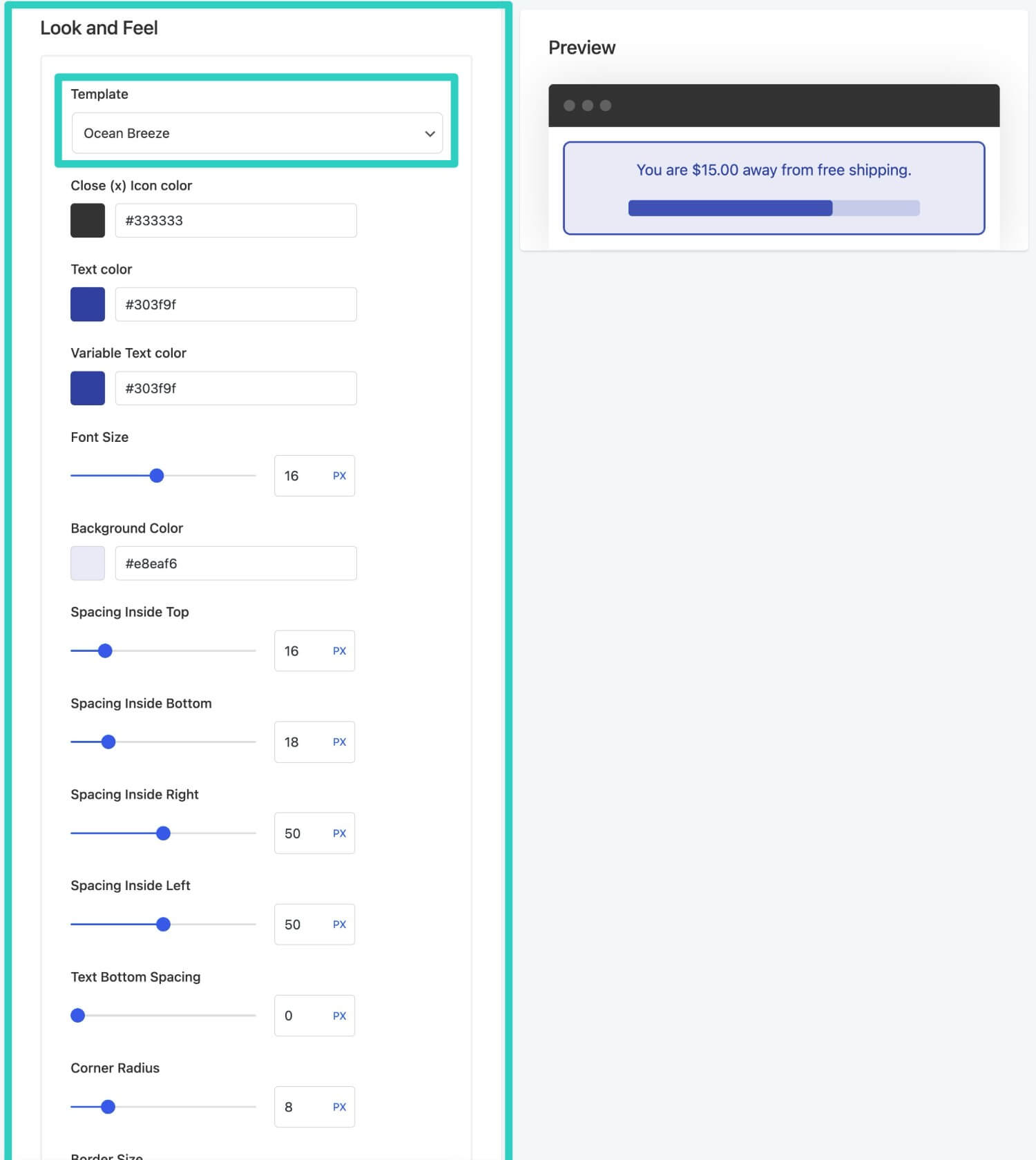 Configure style and layout