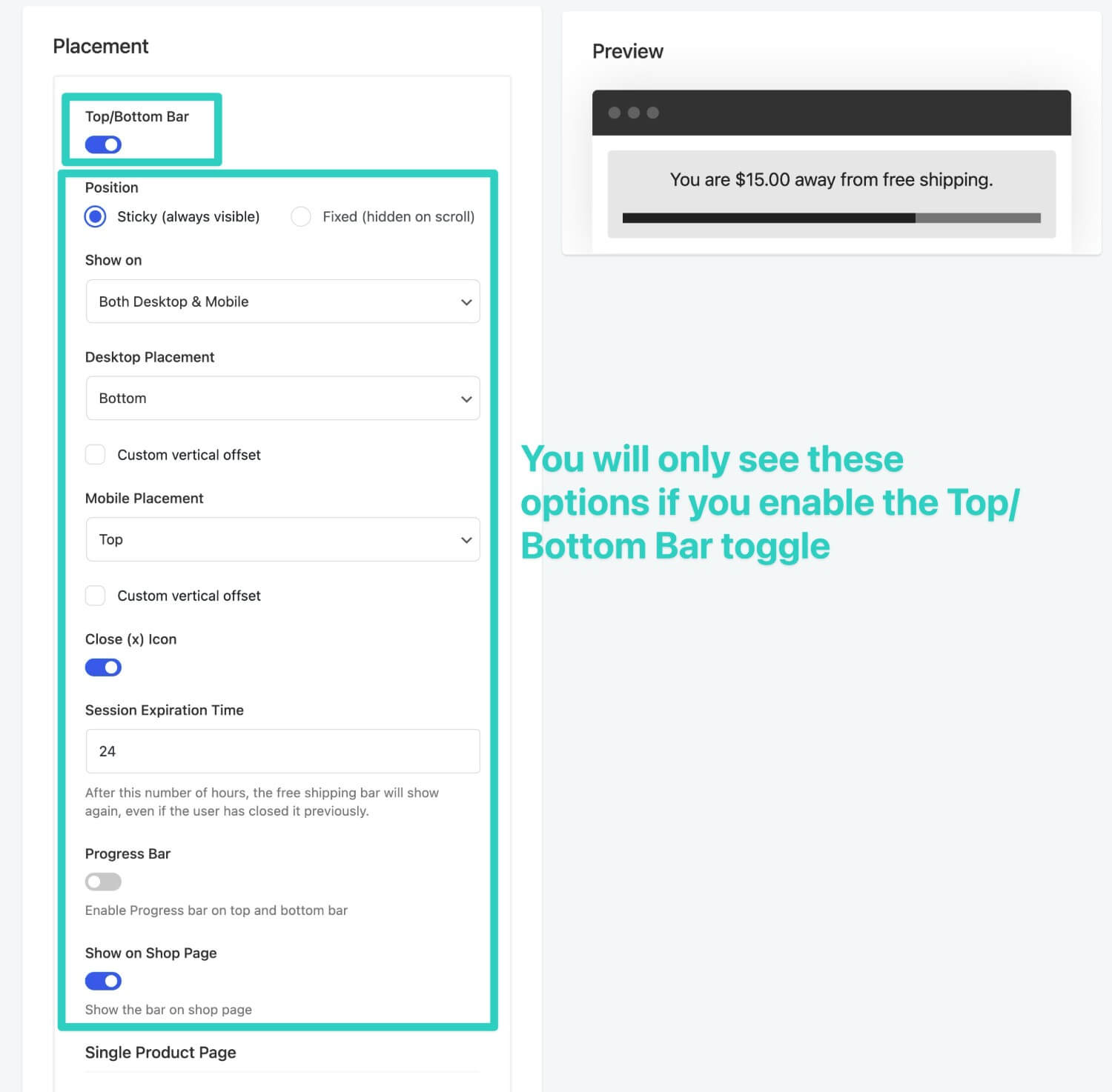 Configure top/bottom bar