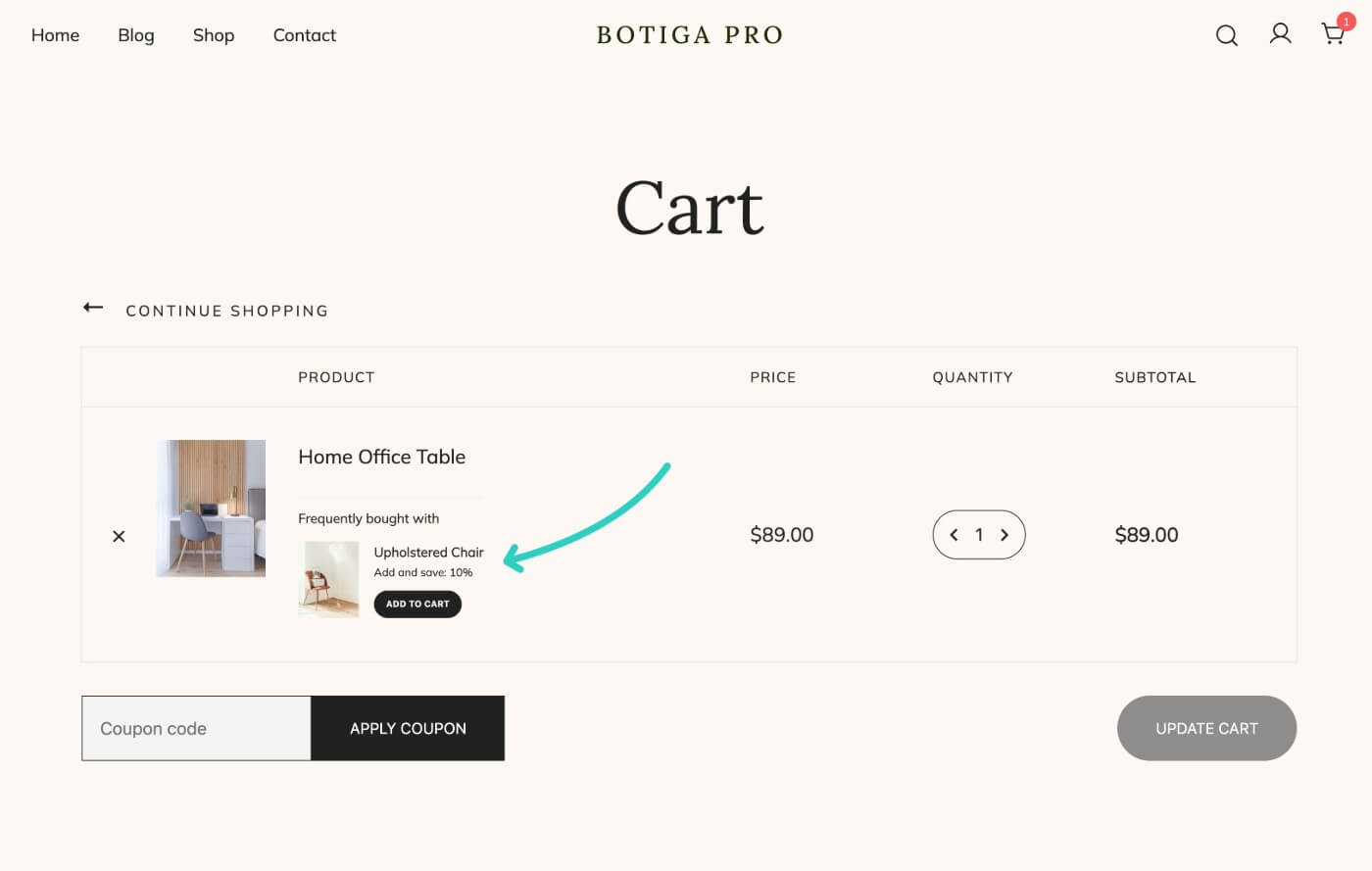 Cart page example