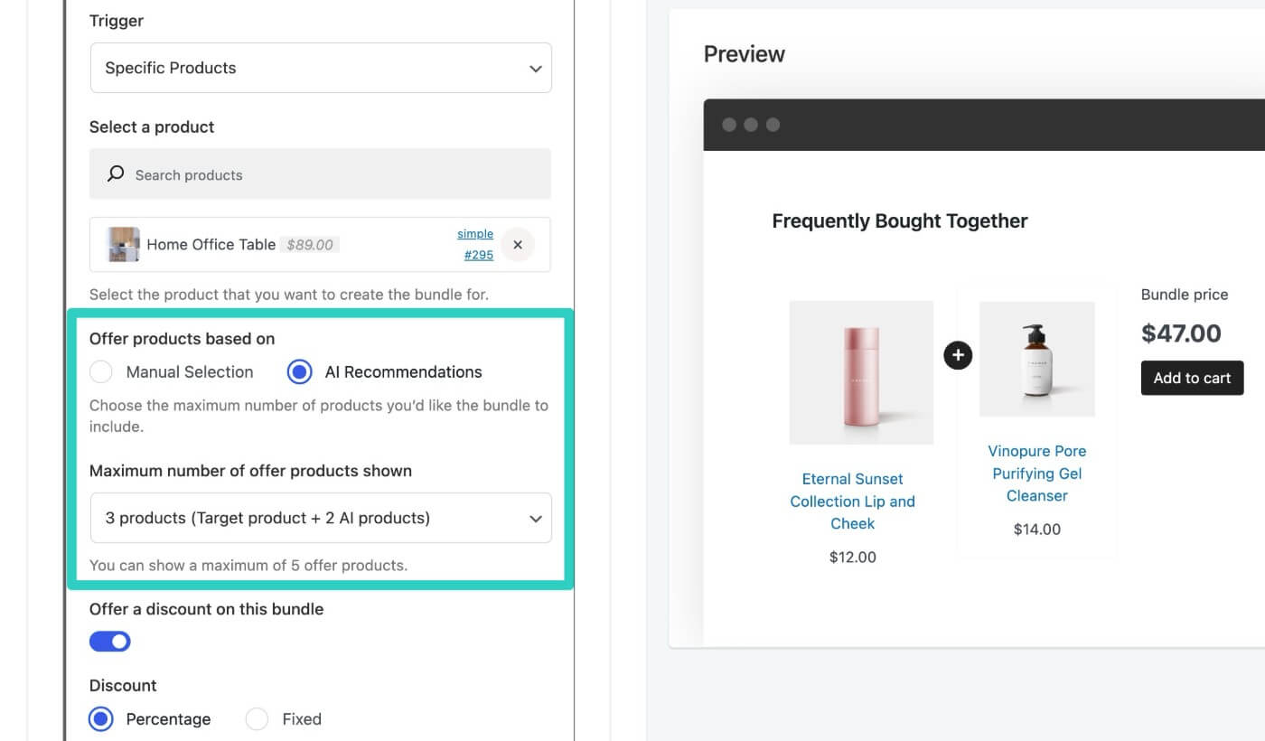 Choose products to offer