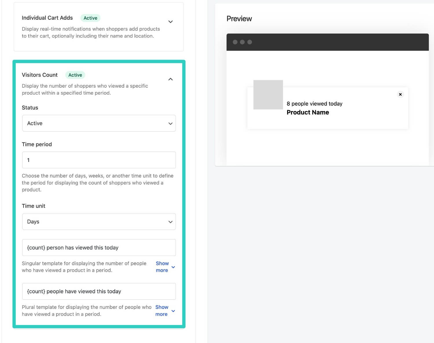 Visitor view count notifications