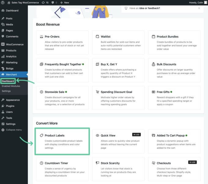 Enable the Product Labels module