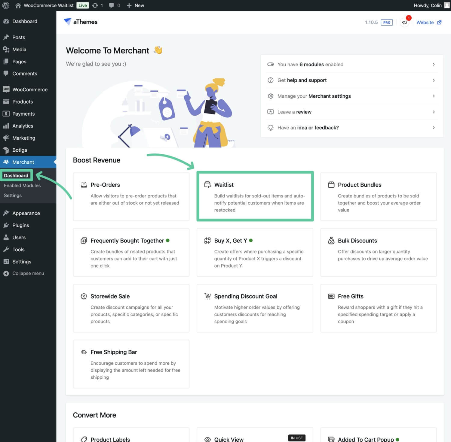 How to access the WooCommerce Waitlist module in Merchant