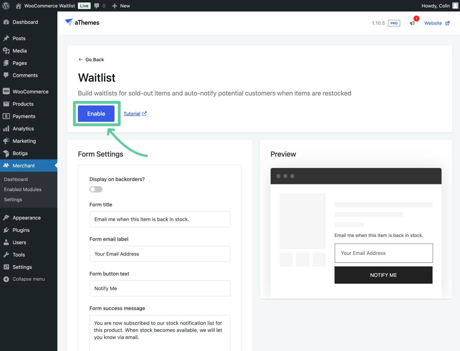 How to enable the Waitlist module