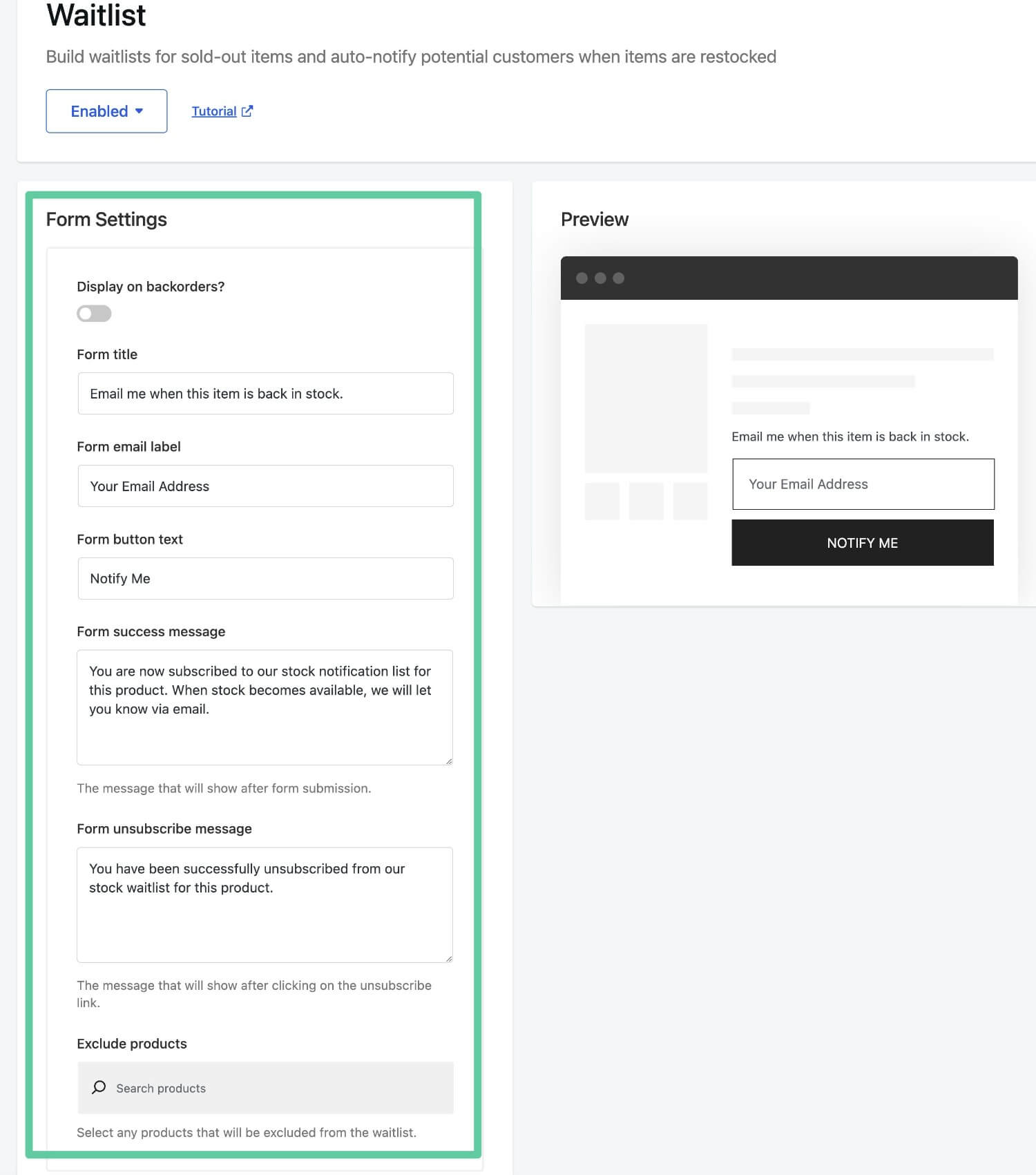 Customize the waitlist form for your store