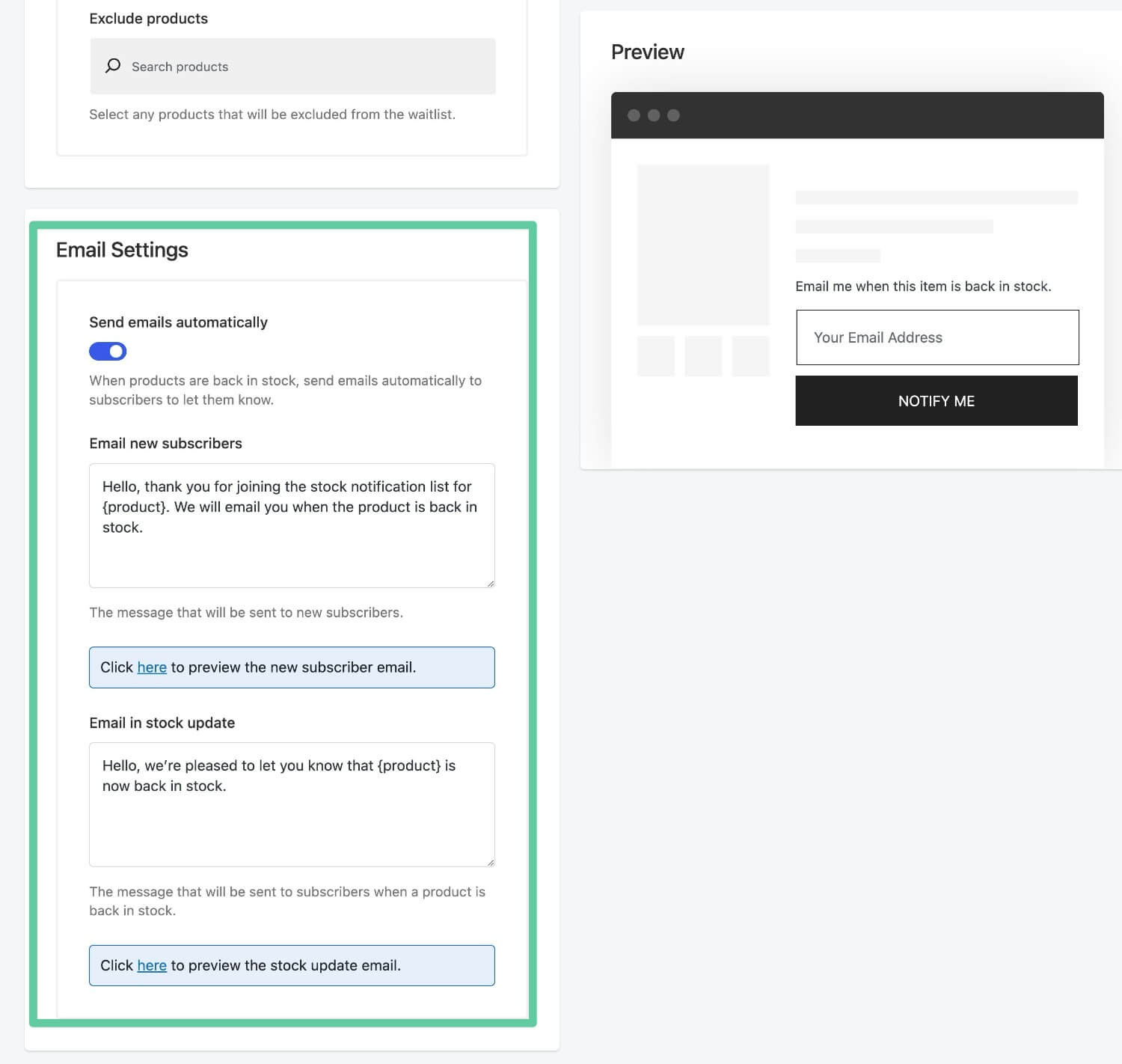 Customize the email settings for your store